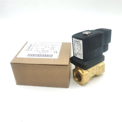 ブルケート電磁弁 ブラスボディ 00308120 G1 2/2 通常開け 25 流孔 FKM (フッ素ゴム) 密封 8W 1-25bar