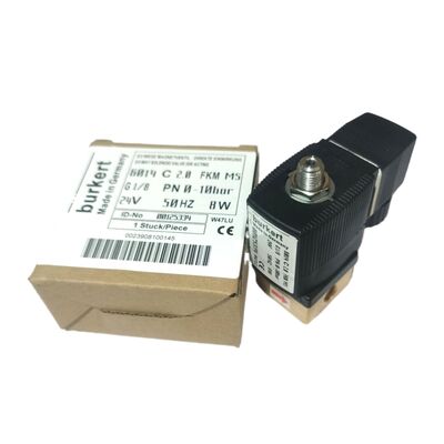 Burkert 00134240 ソレノイドバルブ 6013 直接作用 G1/8 2/2 NC 2.5mm 孔 FKM シール パラスボディ 24VDC 8W 0-10bar