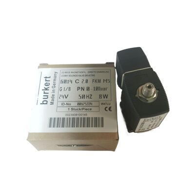 Burkert 6013 Type 2/2 NCソレノイドバルブ 00134241, G1/8 スレッド, 2.5 流通孔, FKM 弁,ブラスハウジング, 24V AC,作業圧 0 ~ 16bar