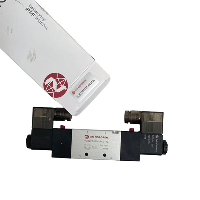 G3/8 二重ソレノイドロックバルブ NORGREN VCB22C511A-AC213L 24VDC 5/2 コンベヤーシステムのための気圧方向バルブ 1800 L/min 流量