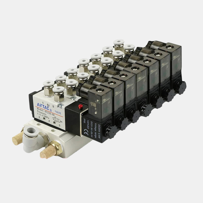 エアタック 4V210-08 方向制御電磁弁アセンブリ 7～10ステーション複合バルブパック 短い流路 低空気漏れ マルチチャンネル空気制御システム用