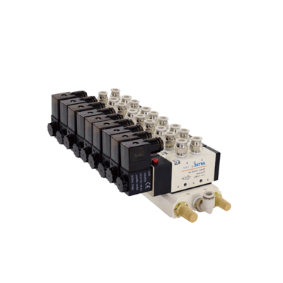 エアタック 4V210-08 方向制御電磁弁アセンブリ 7～10ステーション複合バルブパック 短い流路 低空気漏れ マルチチャンネル空気制御システム用