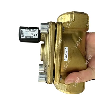 直接作用 2/2 NC 電磁弁 BURKERT 6281 00221959 G1 ポート ブラス ボディ ハンド アクチュエーション 20.0 オリフィックス NBR シール AC220V 8W 0.2-16bar -10~+80°C